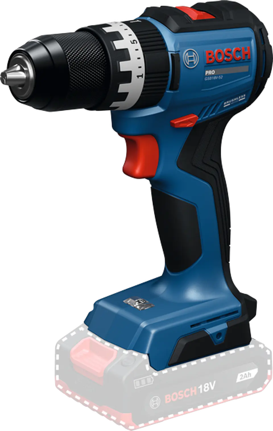 Berbequim/Aparafusadora sem fio GSB18V-52 BOSCH + 2 Baterias GBA 18V 2.0Ah + carregador GAL 18V-20 BOSCH 2