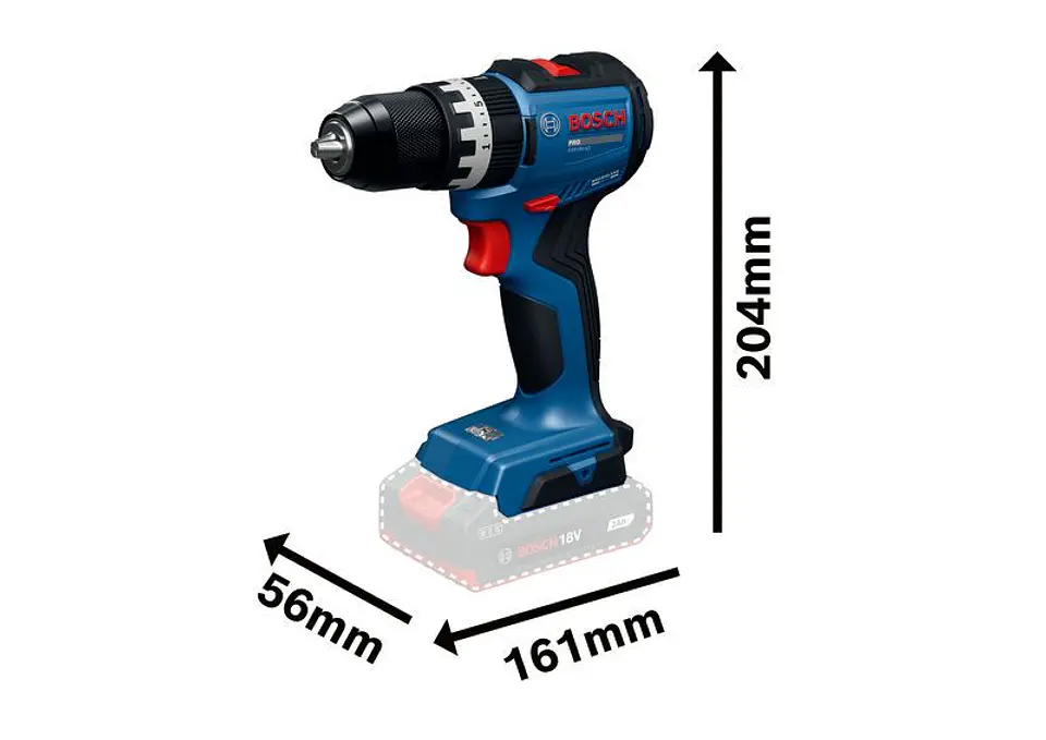 Berbequim/Aparafusadora sem fio GSB18V-52 BOSCH + 2 Baterias GBA 18V 2.0Ah + carregador GAL 18V-20 BOSCH 7