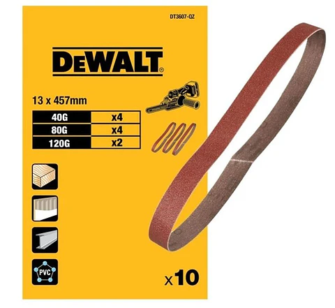 Kit 10 Cintas Lixa 13 x 457mm Grao 40-80-120 DT3607 DEWALT
