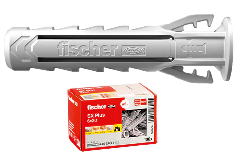 100 Un. Bucha de Expansão Nylon SX Plus Ø6mm x 30mm 568006 FISCHER