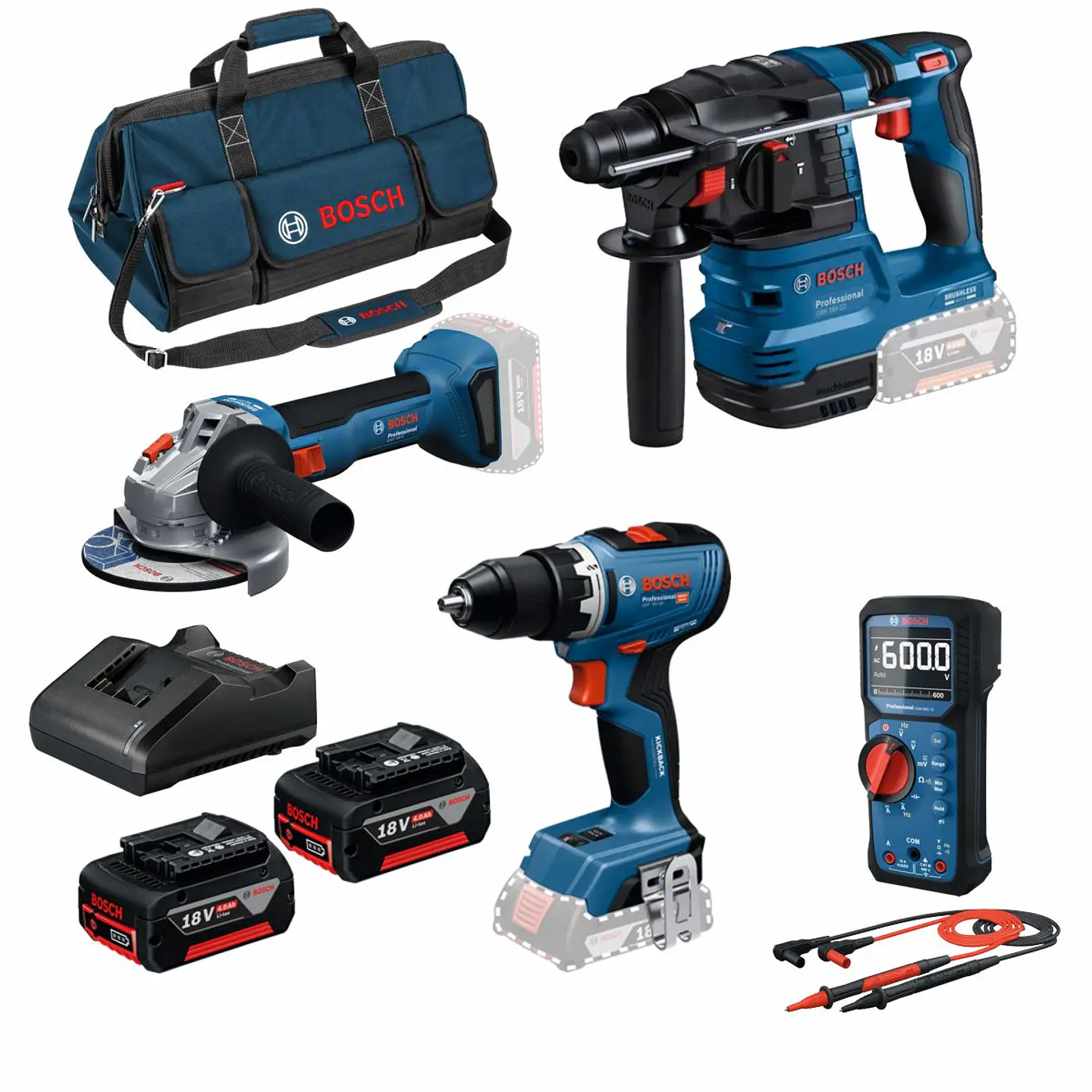Conjunto 3 ferramentas sem fio 18V + Multímetro digital GDM 600-15 BOSCH 1