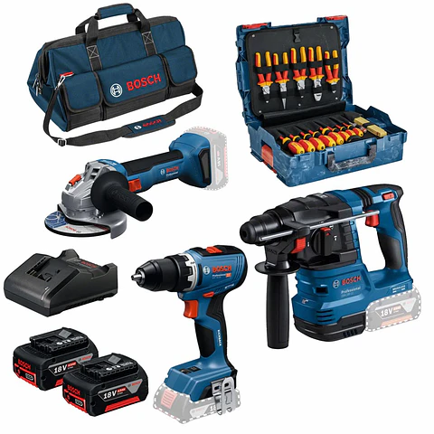 Conjunto 3 ferramentas sem fio 18V + Mala ferramenta manual 31 peças BOSCH
