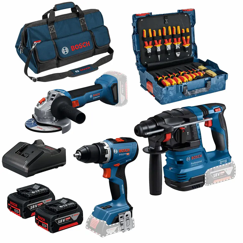 Conjunto 3 ferramentas sem fio 18V + Mala ferramenta manual 31 peças BOSCH 1