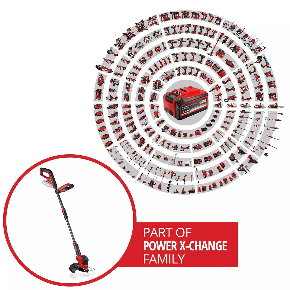 Aparador de relva sem fio GE-CT 18/25 Li-Solo EXPERT + 1 Bateria 18V 4.0Ah + Carregador EINHELL 10