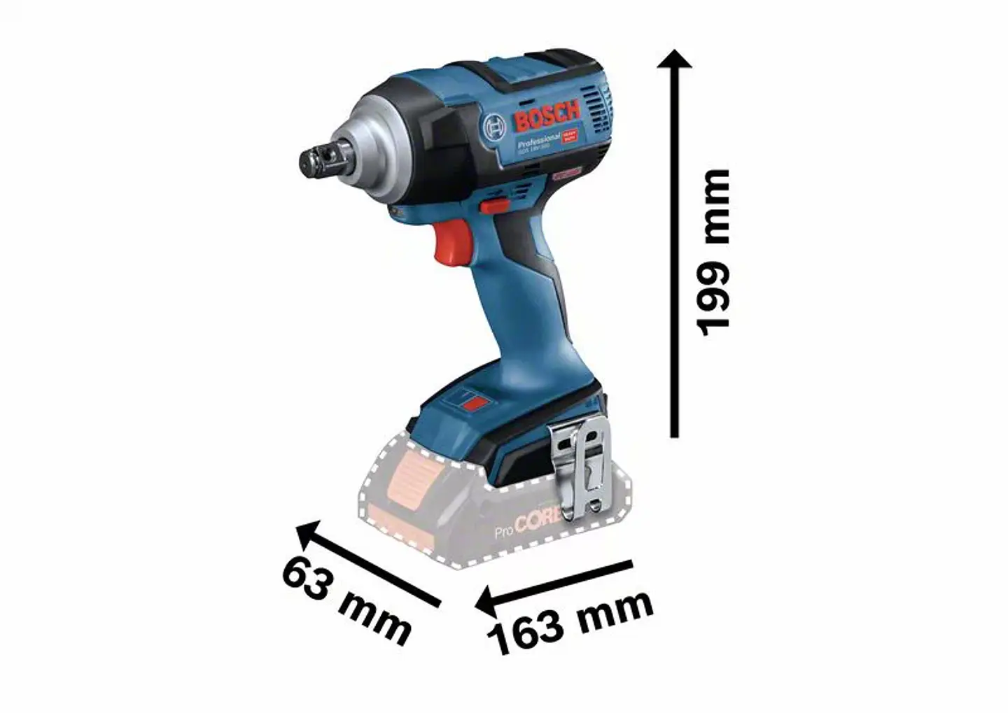 Aparafusadora de impacto sem fio GDS 18V-300 + 2x Baterias ProCORE18V 4.0Ah BOSCH 3