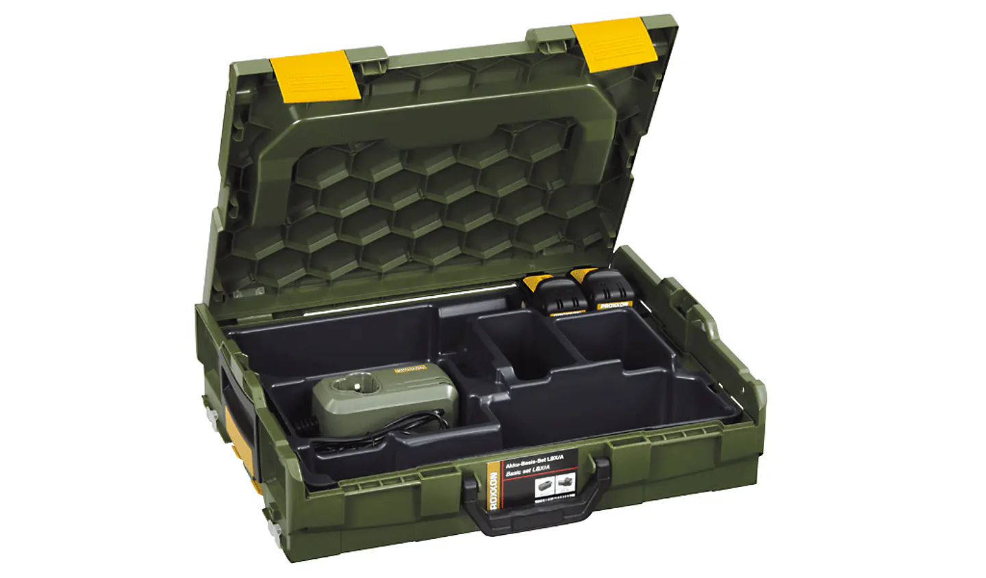 Kit 2 Baterias Li-ion 10,8V - 2,6Ah + Carregador 2,0Ah + L-Boxx LBX/A PROXXON 1