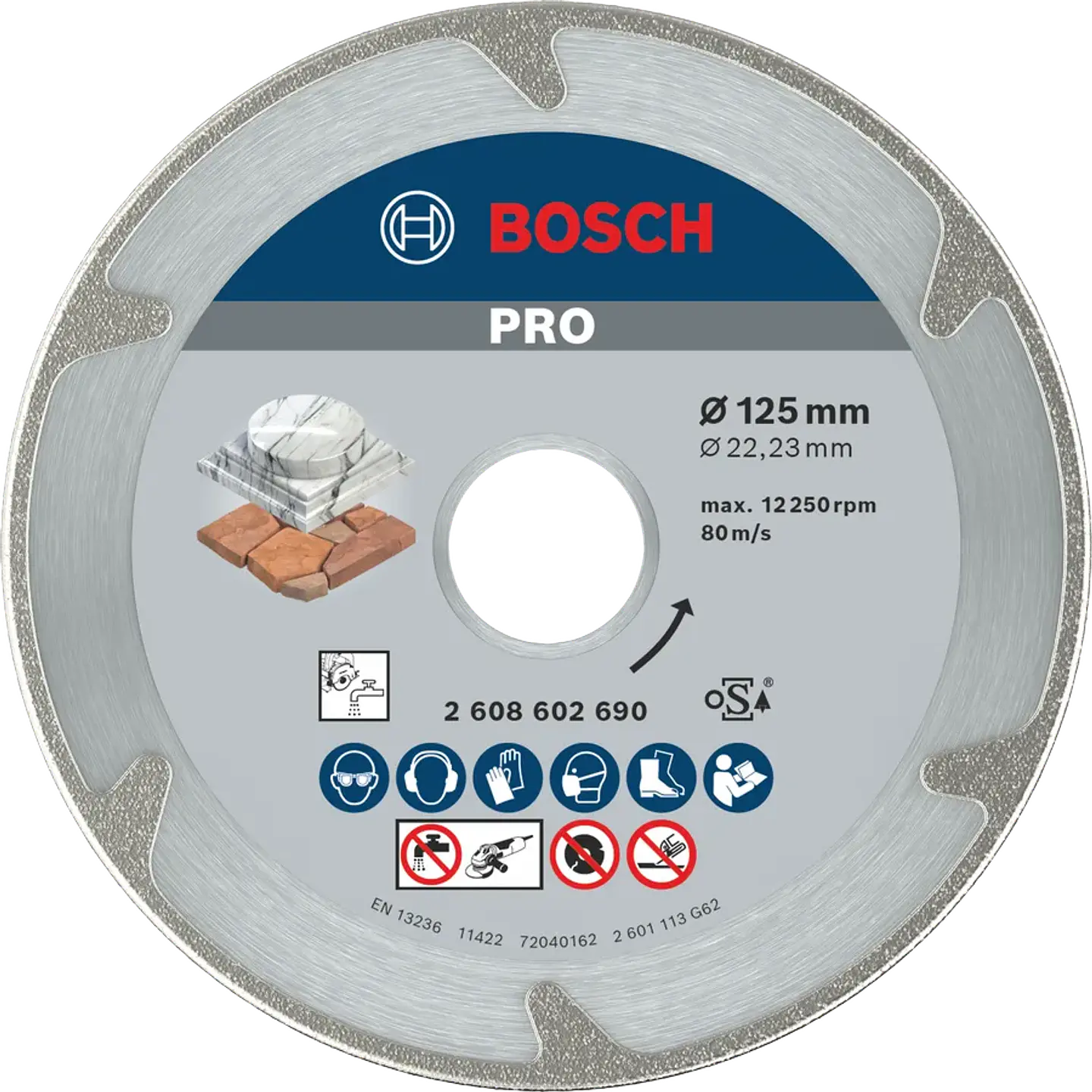 Disco de corte diamante para marmore 125mm PRO MARBLE BOSCH 1