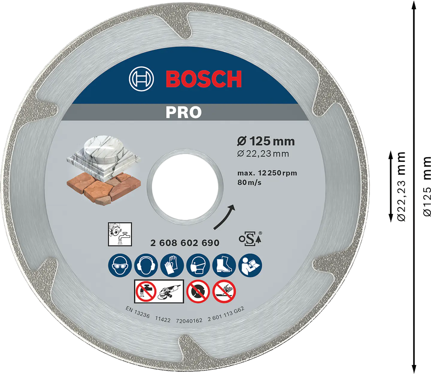 Disco de corte diamante para marmore 125mm PRO MARBLE BOSCH 4
