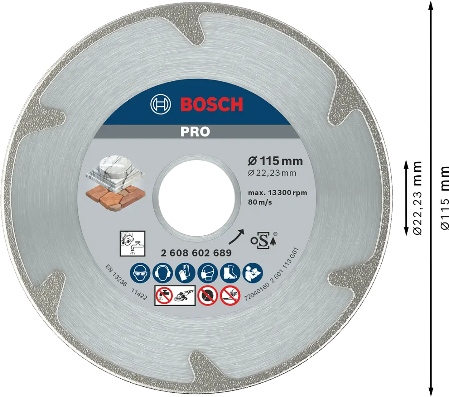 Disco de corte diamante para marmore 115mm PRO MARBLE BOSCH 4