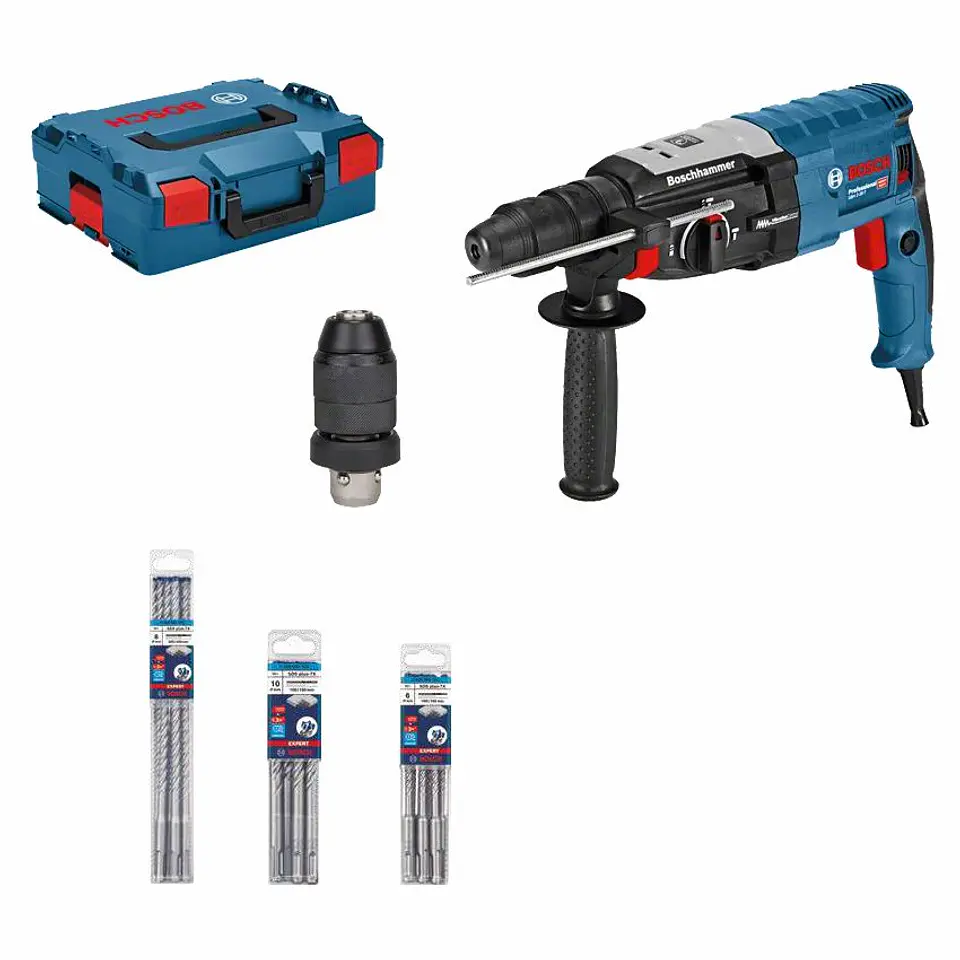 Lote 30 Brocas SDS Plus 7X + Martelo perfurador GBH 2-28 F + Mala L-BOXX BOSCH 1