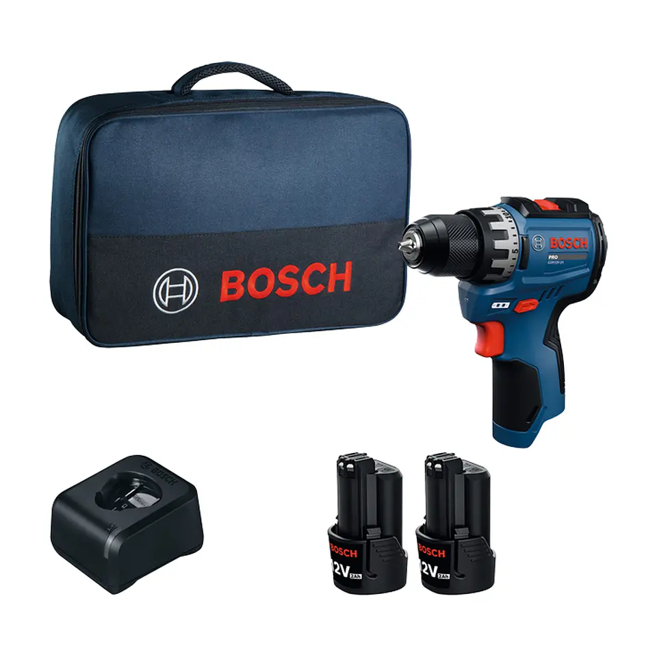 Aparafusadora sem fio GSR12V-31 + 2 Baterias GBA12V-20 + Carregador GAL 12V-20 em mala de lona BOSCH 1