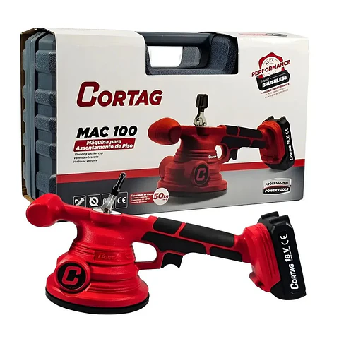 Máquina/Ventosa Vibratória Cerâmica Manual 18V + 1 Baterias 1,5 Ah MAC-100 CORTAG