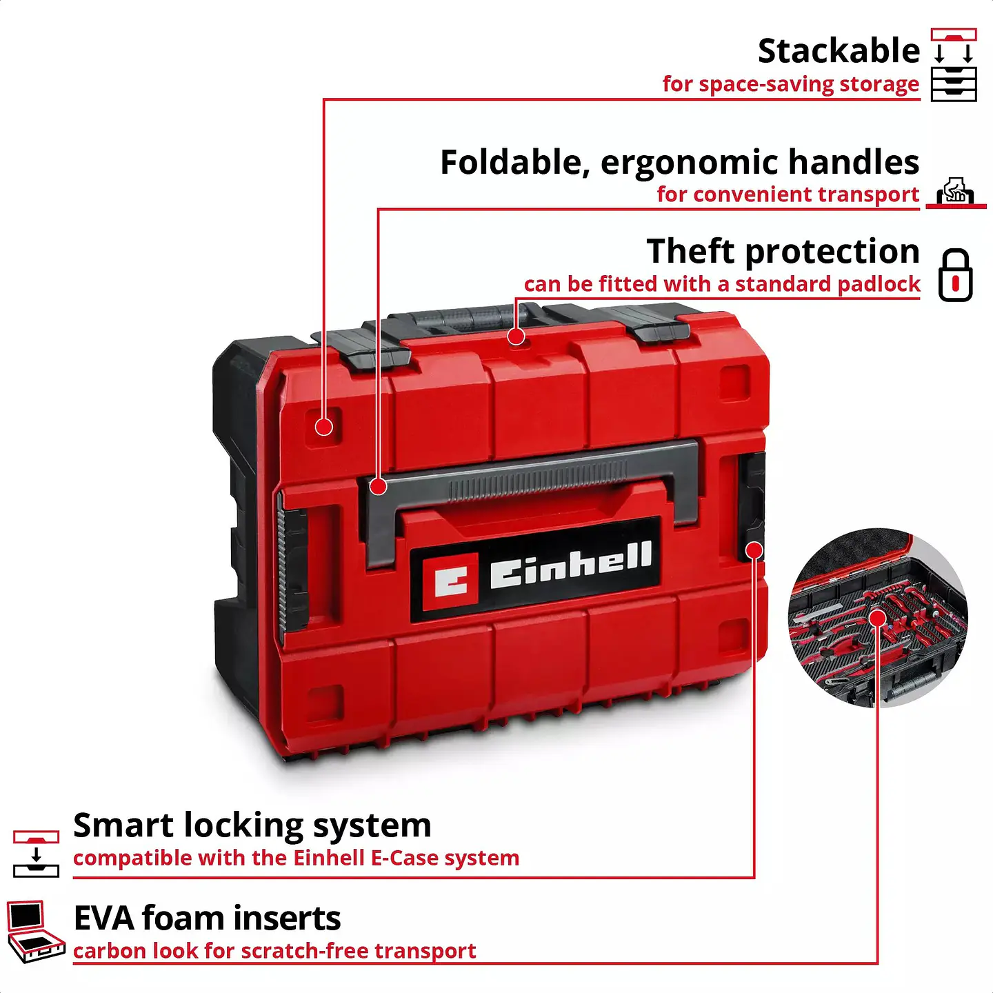 Mala de Ferramentas Mecânica 201 Peças E-Case EINHELL 7