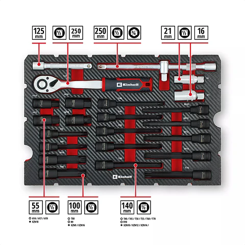 Mala de Ferramentas Automóvel 121 Peças E-Case EINHELL
