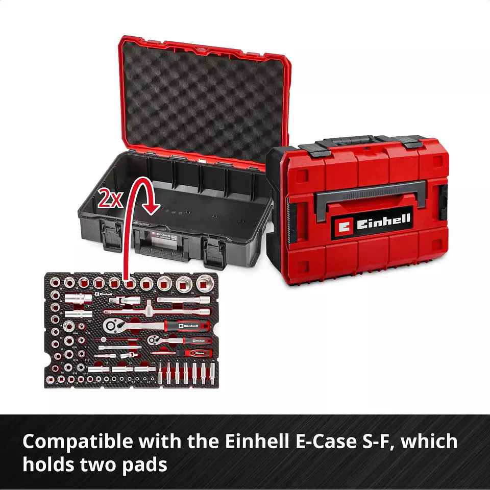 Inserção E-Case 60 Peças com Chaves de Caixa e Roquetes EINHELL 3