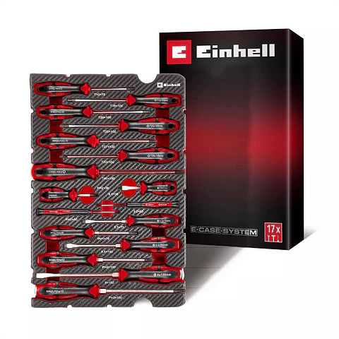 Inserção E-Case 17 Peças Chaves de Fendas EINHELL