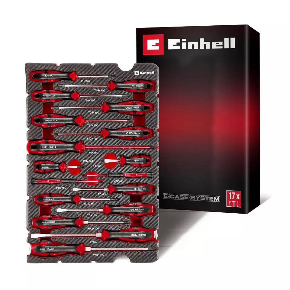 Inserção E-Case 17 Peças Chaves de Fendas EINHELL 1