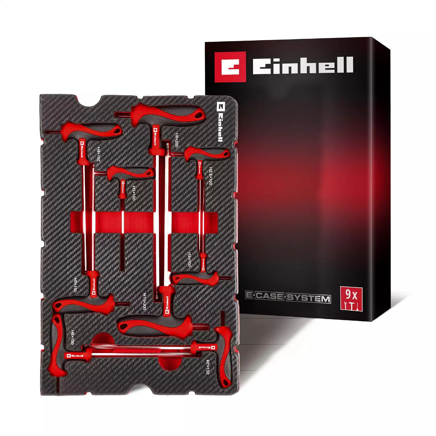 Inserção E-Case 9 Peças Chaves Sextavadas em T EINHELL 1