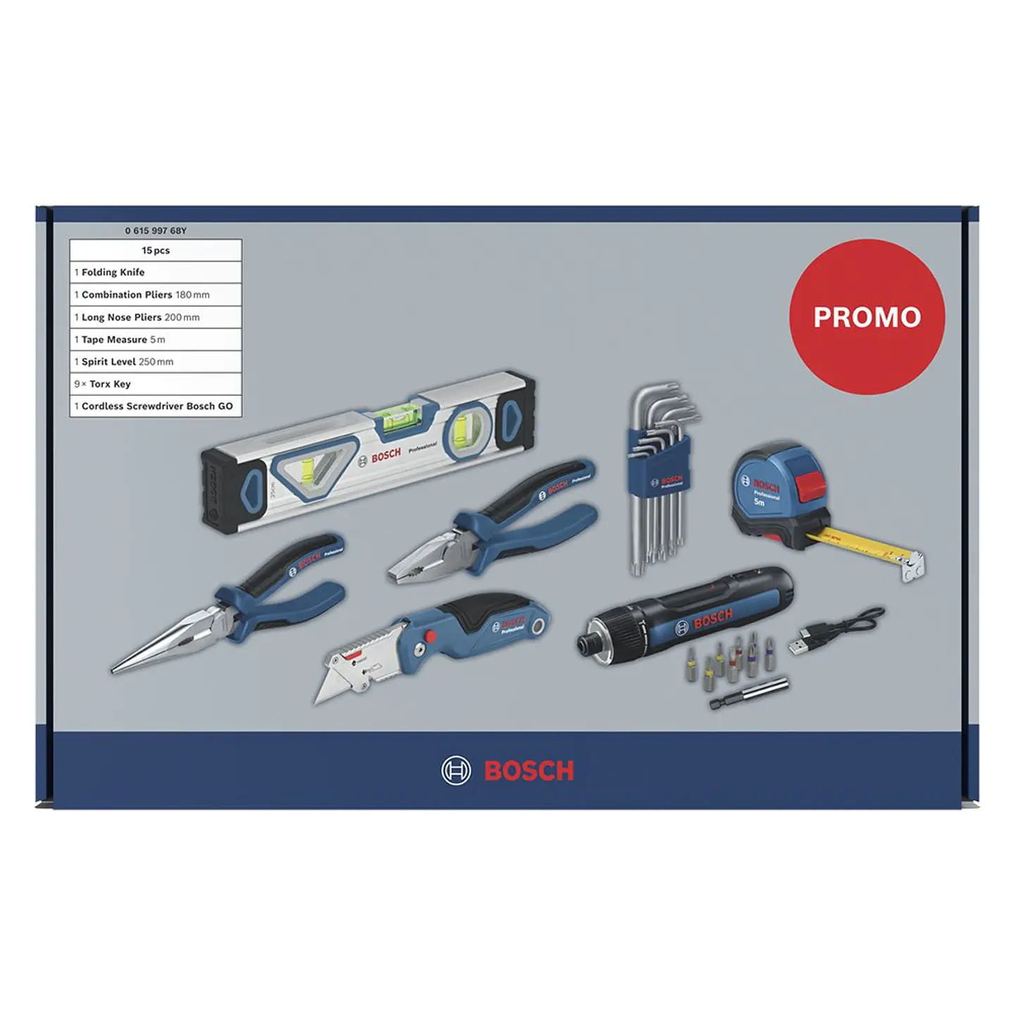 Conjunto Ferramentas Manuais + Aparafusadora Bosch GO 3 Professional 15 Peças BOSCH 2