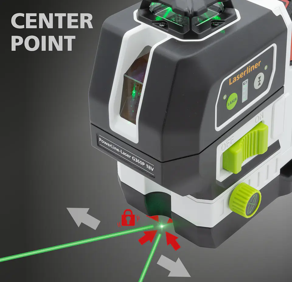 Nível laser 2 Linhas Verdes PowerLine-Laser G360P Multi-18V LASERLINER 3