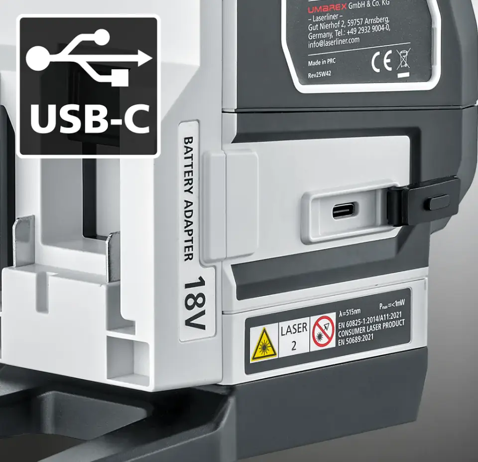 Nível laser 2 Linhas Verdes PowerLine-Laser G360P Multi-18V LASERLINER 4