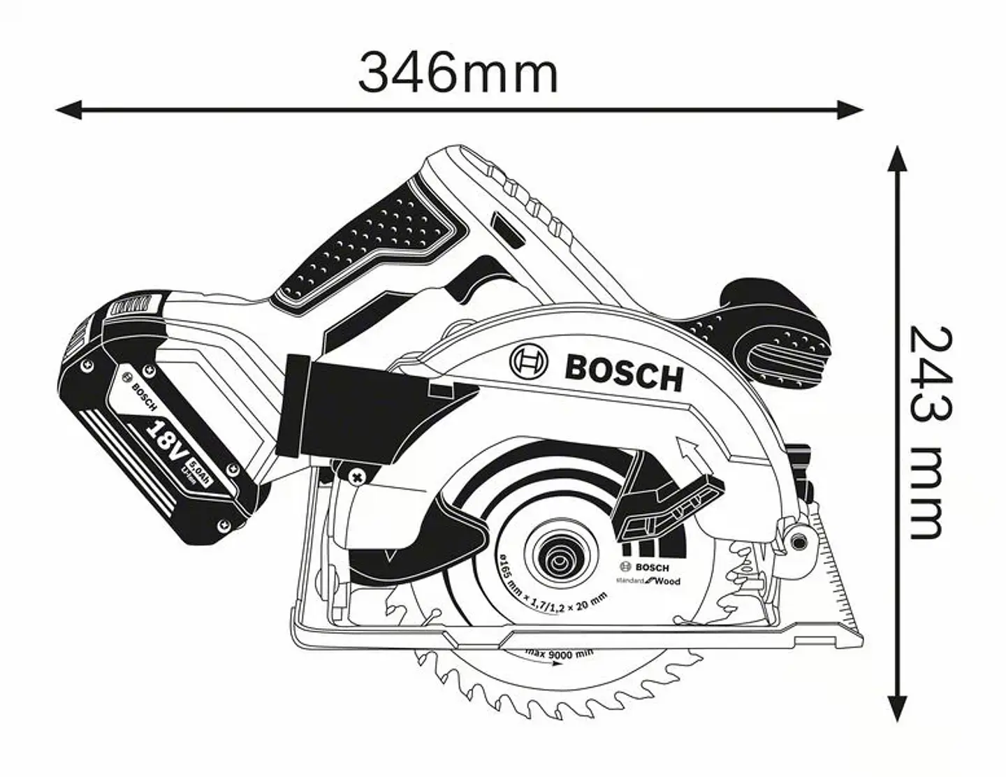 Serra circular a bateria 18 Volts GKS 18V-57 BOSCH 2