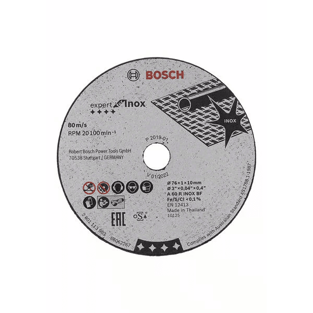 5 un. Disco de corte inox para rebarbadora 76mm Expert for inox BOSCH 2