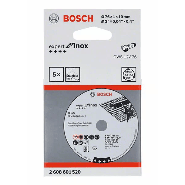 5 un. Disco de corte inox para rebarbadora 76mm Expert for inox BOSCH 1