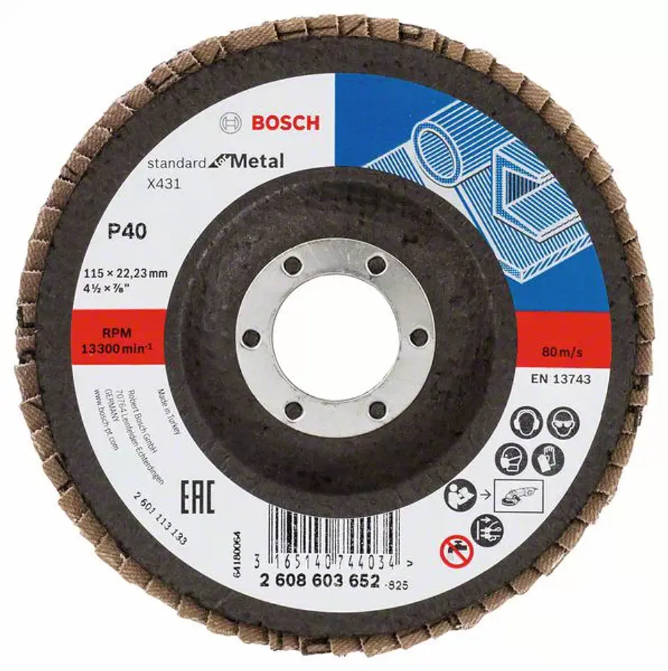 Disco de lixa em lamelas 115mm X431 Standard para Metal BOSCH (10 un.) 1