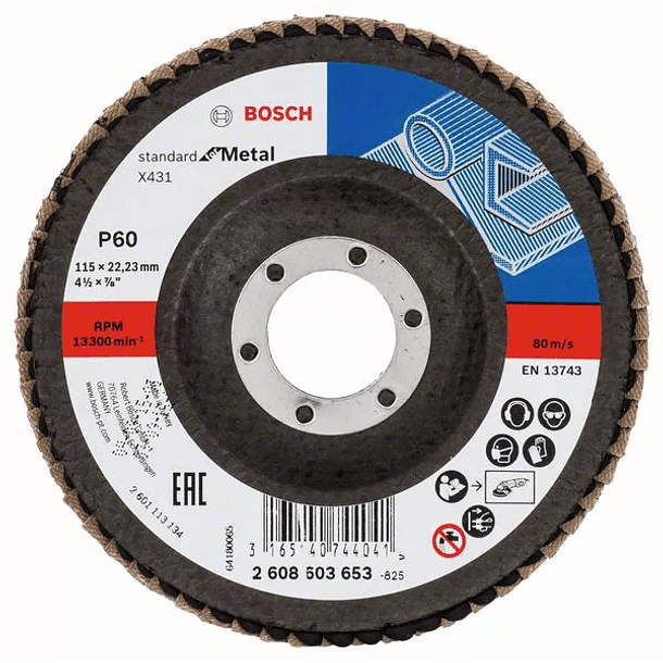 Disco de lixa em lamelas 115mm X431 Standard para Metal BOSCH (10 un.) 2