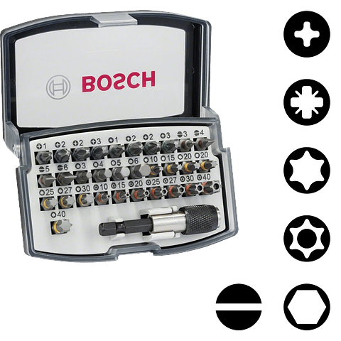 Conjunto de pontas de aparafusar Extra Hard BOSCH (32 pcs)