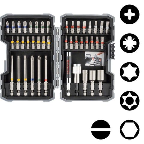 Conjunto de pontas de aparafusar e chaves de caixa Extra Hard BOSCH (43 pcs)