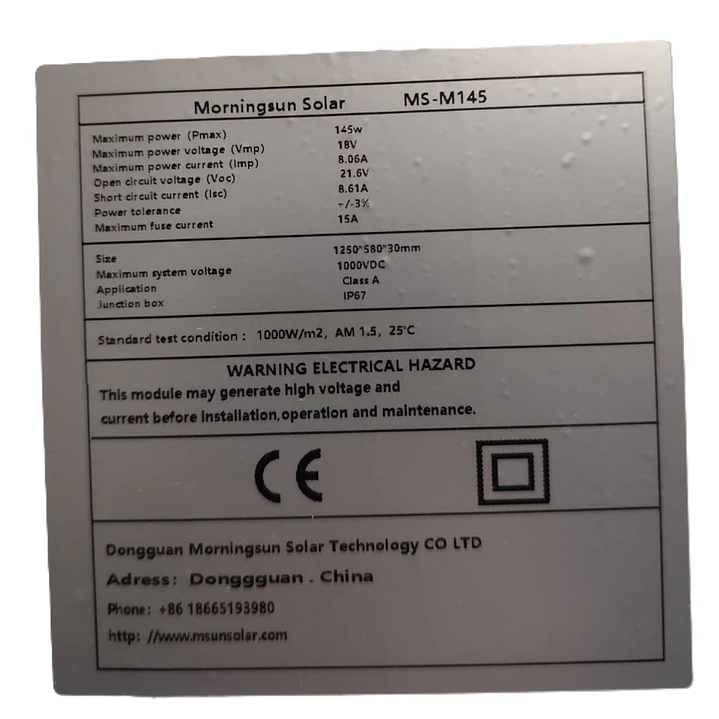 Panel solar fotovoltaico 145W monocristalino para 12V 1250x580x30mm 2