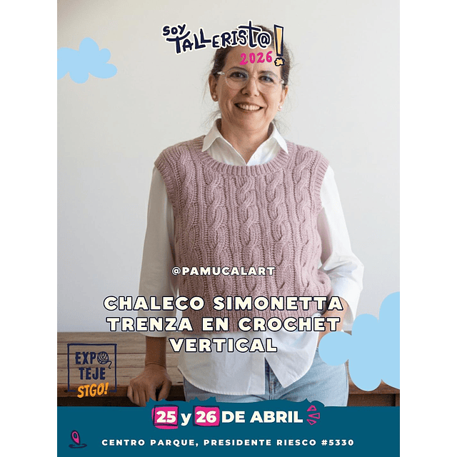 Chaleco Simonetta, Trenza en Crochet Vertical - Carolina Gamio @pamucalart