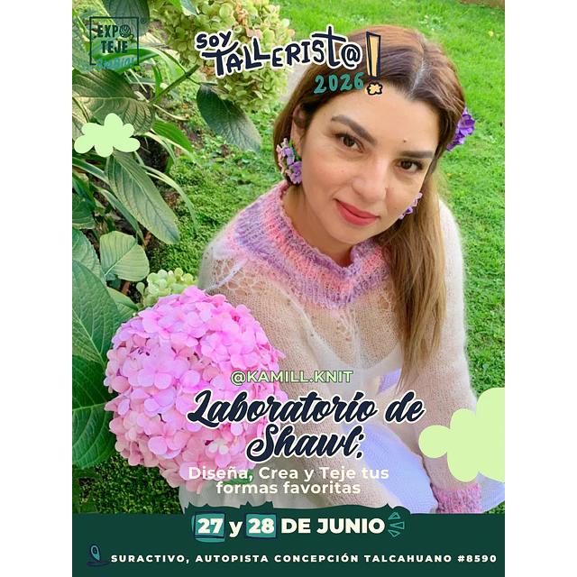 Laboratorio de Shawl: Diseña, Crea y Teje tus formas favoritas  - Kamill Rojas @kamill.knit