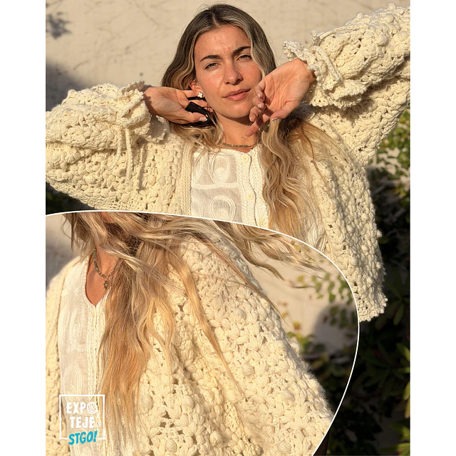 Construcción de un cárdigan romántico a crochet - Stefi Béllico @aleli.decocrochet 