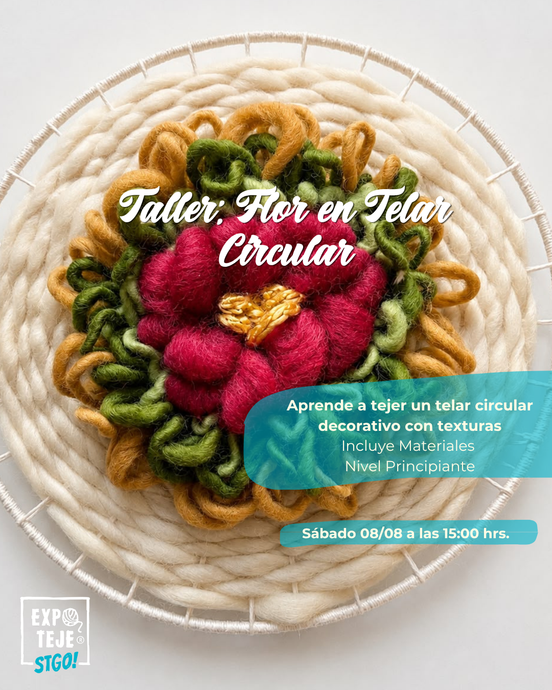 Flor en Telar Circular  - Patricia Llona @tejeremociones