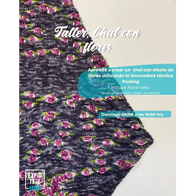 Chal con Flores - Vero Gómez  @lanas_opal  @verogomez.tejido