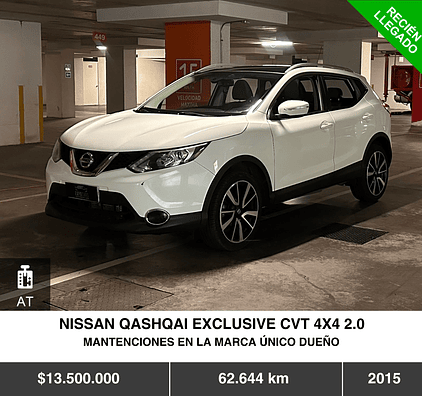 NISSAN QASHQAI EXCLUSIVE CVT 4X4 AT 2.0 2015