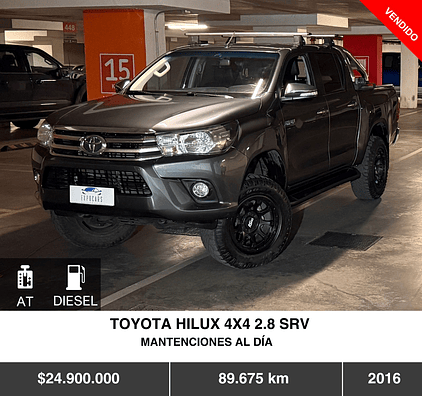  TOYOTA HILUX 4X4 2.8 SRV 2016