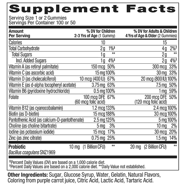 Kids' Multivitamin + Probiotic Gummies