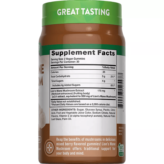 Lion's Mane Mushroom Vitamin Vegan Gummies 