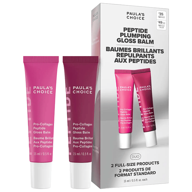 Peptide Plumping Gloss Balm Duo Gift Set for Hydrated Fuller Lips
