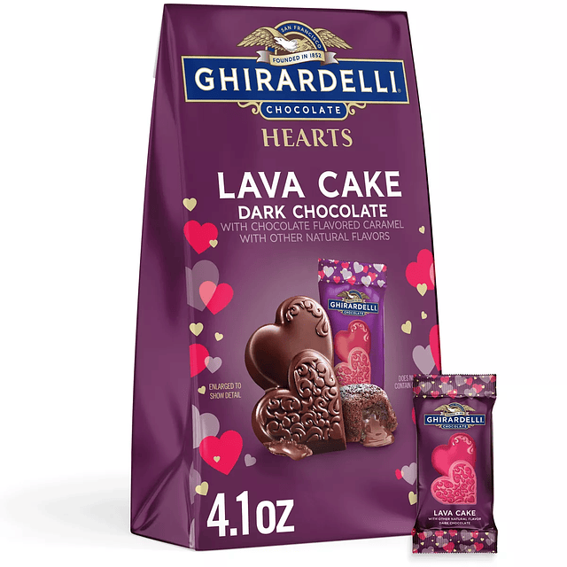 Ghirardelli Valentine's Lava Cake Hearts Bag Dark Chocolate Candy