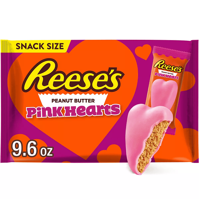 Reese's Valentine's Day Peanut Butter Pink Hearts Candy Snack Size