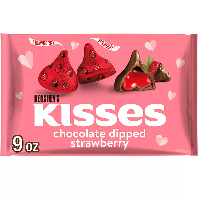 Hershey's Kisses Valentine's Day Chocolate Dipped Strawberry Candy - 9oz