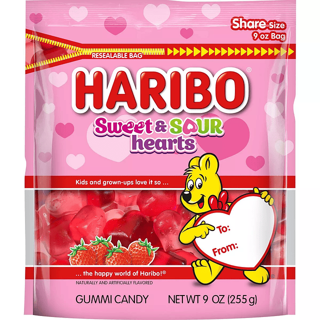 Haribo Valentine's Sweet and Sour Hearts Candy Bag