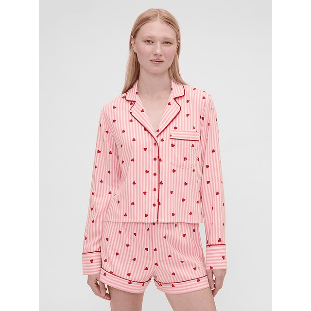 Relaxed Flannel Hearts PJ Shirt