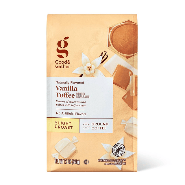 Vanilla Toffee with Other Natural FlavorsLight Roast Coffee