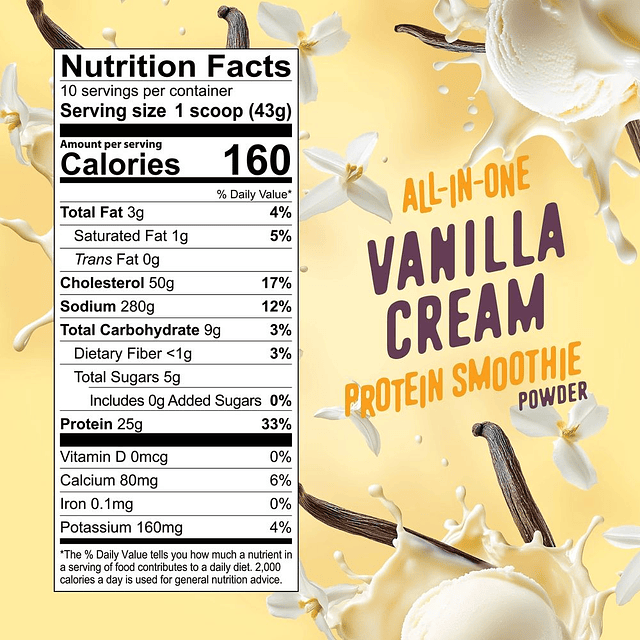 FlavCity Protein Smoothie Powder Vanilla Cream 